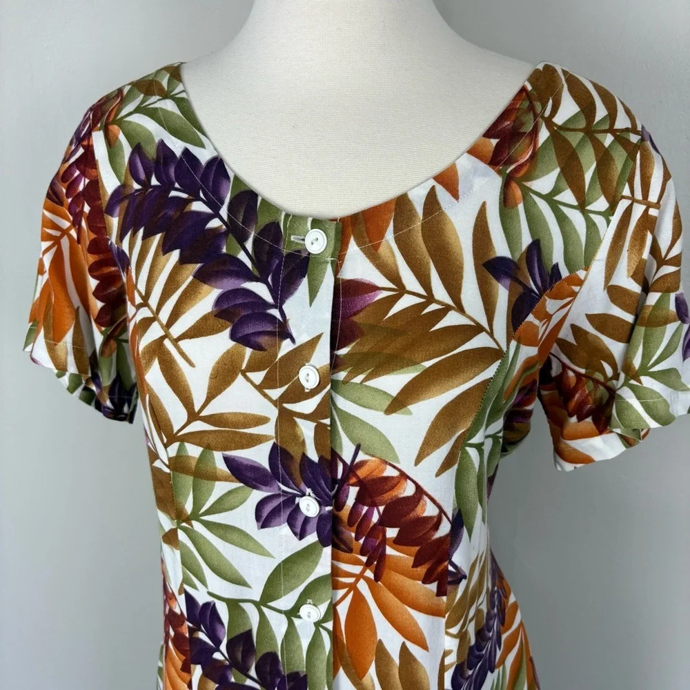Jennifer Moore Maxi Dress Sz M Floral‎ Print Fit & Flare Tradwife Vintage Modest